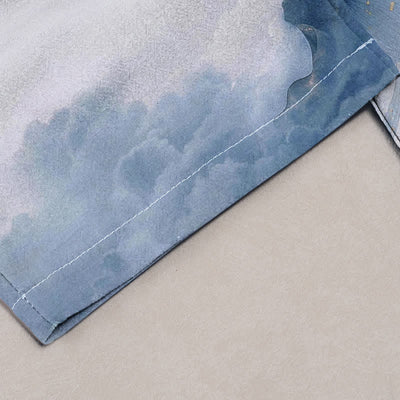 Buddha Stones Pure Cotton Lotus Ink Pattern Women's Elastic Waist Pants With Pockets - image 1