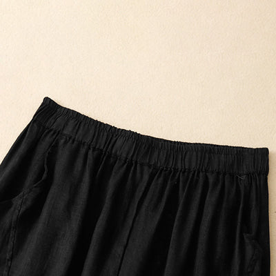 Buddha Stones Spring Summer Casual Minimalist Solid Cropped Women's Harem Pants With Pockets - image 6