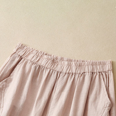 Buddha Stones Spring Summer Casual Minimalist Solid Cropped Women's Harem Pants With Pockets - image 11