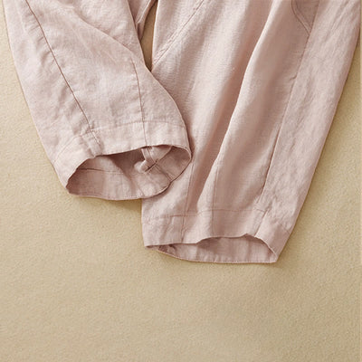 Buddha Stones Spring Summer Casual Minimalist Solid Cropped Women's Harem Pants With Pockets - image 16