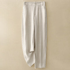 Buddha Stones Spring Summer Minimalist Casual Solid Zipper Design Long Pants Women's Straight Leg Pants With Pockets - Beige - US8-10, UK/AU12-14, EU40-42 (2XL) - image 0