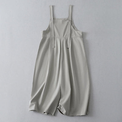 Buddha Stones Spring Summer Casual Minimalist Solid Button-Up Women's Jumpsuit With Pocket - Gainsboro - US4-12, UK/AU8-16, EU36-44 (S-XL) - image 8