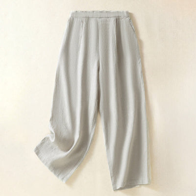 Buddha Stones Spring Summer Casual Minimalist Solid Capri Pants Women's Straight Leg Pants With Pockets - Beige - US8-10, UK/AU12-14, EU40-42 (2XL) - image 24