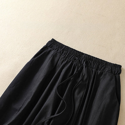 Buddha Stones Summer Casual Minimalist Drawstring Solid Women's Cropped Pants With Pockets - image 4