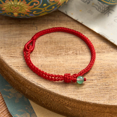 Buddha Stones Green Aventurine Red String Balance Bracelet - Green Aventurine - Red String - 19–20 cm - image 0