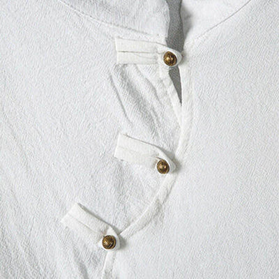 Buddha Stones Summer Tang Style Casual Frog Button Bamboo Men's Short Sleeve Shirts - image 5