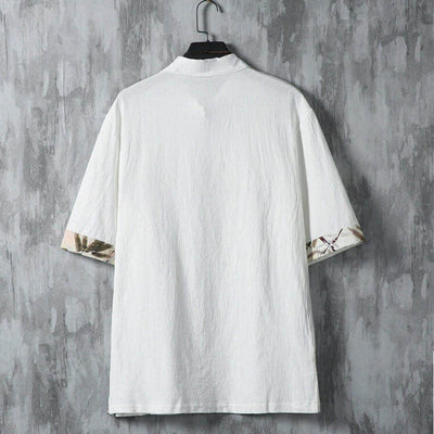 Buddha Stones Summer Tang Style Casual Frog Button Bamboo Men's Short Sleeve Shirts - image 3