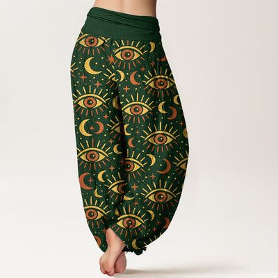 Buddha Stones Cotton Mystic Eye Moon Pattern Women's Elastic Waist Harem Pants - image 2