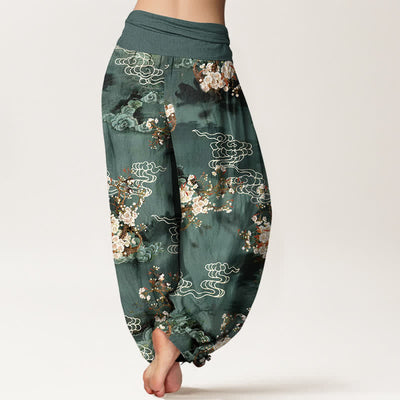Buddha Stones Pure Cotton Floral Cloud Pattern Women's Elastic Waist Harem Pants - image 2