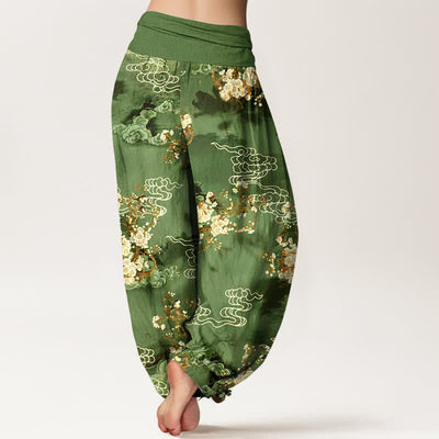 Buddha Stones Pure Cotton Floral Cloud Pattern Women's Elastic Waist Harem Pants - image 7