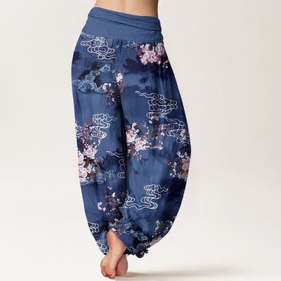Buddha Stones Pure Cotton Floral Cloud Pattern Women's Elastic Waist Harem Pants - image 10