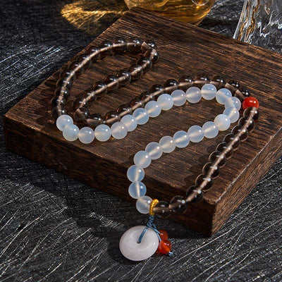 Buddha Stones Ice Obsidian And White Chalcedony Peace Buckle Serenity Multi Wrap Bracelet - image 3