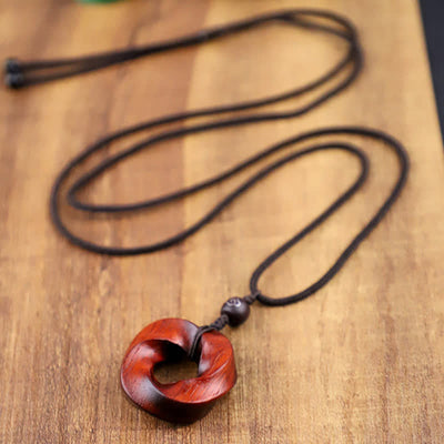 Buddha Stones Red Sandalwood Infinite Knot Eternity Rope Pendant Necklace - image 8