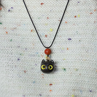 Buddha Stones Ebony Wood Red Sandalwood Lucky Cat Adjustable Balance Necklace - image 11