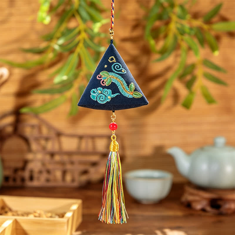 Buddha Stones Polyester Embroidery Zongzi Triangle Scorpion CUTE ANIMAL DECOR - Navy Centipede - image 14