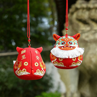 Buddha Stones Cotton Pi Xiu Qilin Dragon Fox Auspicioisness Cute Animal Decor - Red Qilin - image 8