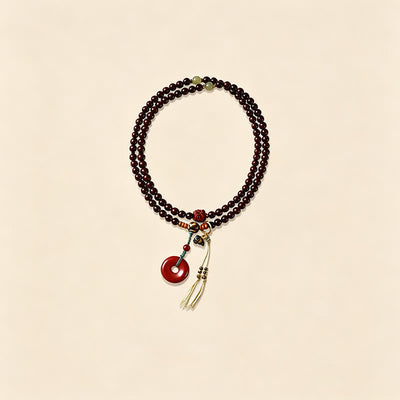Buddha Stones Red Sandalwood Peace Buckle Protection Hand-Woven 108 Bead Mala - image 6