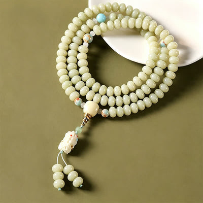 Buddha Stones White Bodhi Seed Bodhisattva Tara Hope Hand-Woven Ethnic 108 Bead Mala - image 2