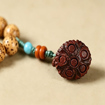 Buddha Stones Star Moon Bodhi Seed Lotus Pod Handcrafted Wisdom Round 108 Bead Mala - image 19