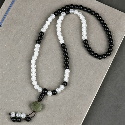 Buddha Stones Black Obsidian Bagua Protection Hand Beaded Bracelet - image 1