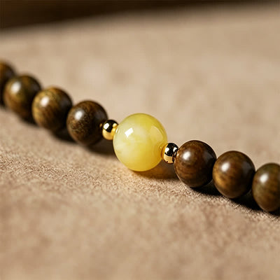 Buddha Stones Green Sandalwood Serenity Hand-Woven Cat Charm Retro Ethnic Mala - image 14
