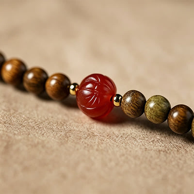 Buddha Stones Green Sandalwood Serenity Hand-Woven Cat Charm Retro Ethnic Mala - image 15