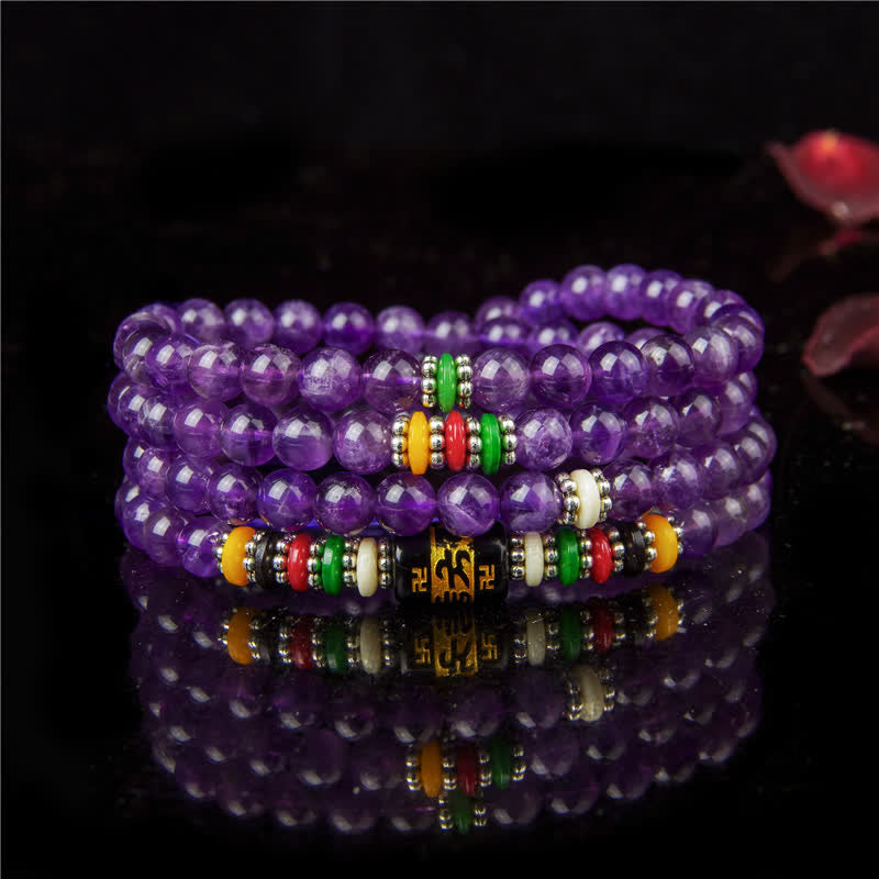 Foviel Amethyst Om Mani Padme Hum Purity Prayer 108 Bead Mala