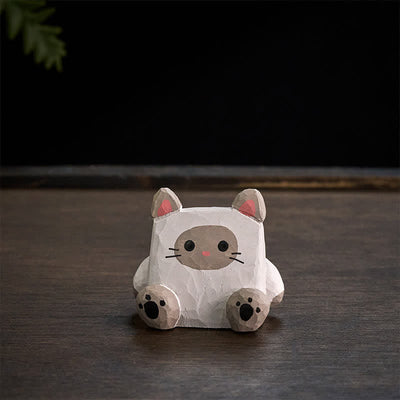 Buddha Stones Basswood Cute Animal Hand-Carved Desk Decoration - image 4