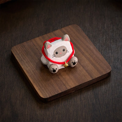 Buddha Stones Basswood Cute Animal Hand-Carved Desk Decoration - image 2