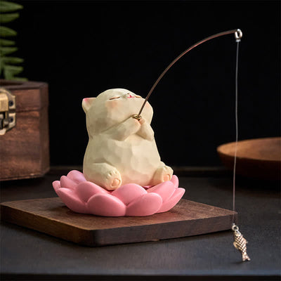 Buddha Stones Resin Lotus New Beginnings Cute Animal Fishing Desk Decor - image 1