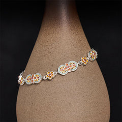 Buddha Stones Copper Enamel Floral Pattern Healing Bracelet - image 0