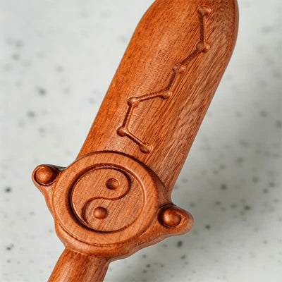 Buddha Stones Jujube Wood Yin Yang Balance Engraved Sword Keychains - image 11