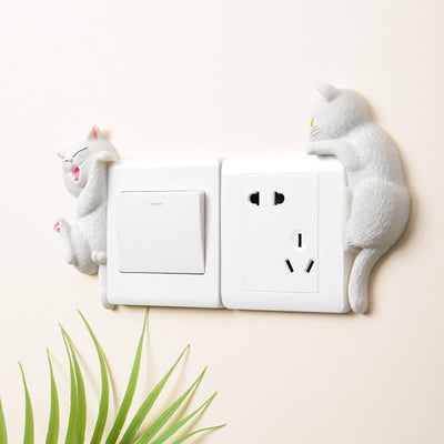Buddha Stones Painted Resin Cat Switch Cover Cute Animal Decor - image 14