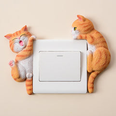 Buddha Stones Painted Resin Cat Switch Cover Cute Animal Decor - image 0
