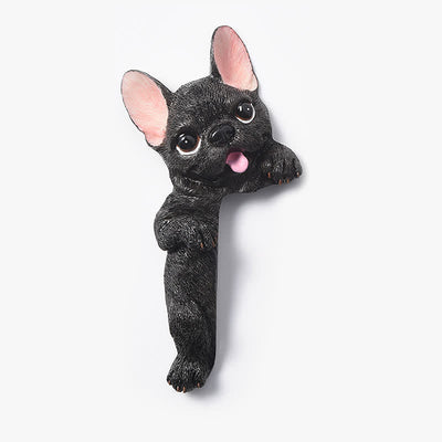 Buddha Stones Hand-Painted Resin Dog 3D Cute Decorative Switch Wall Sticker - Black French Bulldog-Left Standing - image 20