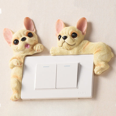 Buddha Stones Hand-Painted Resin Dog 3D Cute Decorative Switch Wall Sticker - image 6