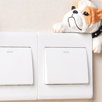 Buddha Stones Hand-Painted Resin Dog 3D Cute Decorative Switch Wall Sticker - image 65
