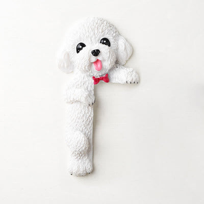 Buddha Stones Hand-Painted Resin Dog 3D Cute Decorative Switch Wall Sticker - White Teddy-Left Standing - image 32