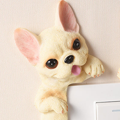 Buddha Stones Hand-Painted Resin Dog 3D Cute Decorative Switch Wall Sticker - image 11