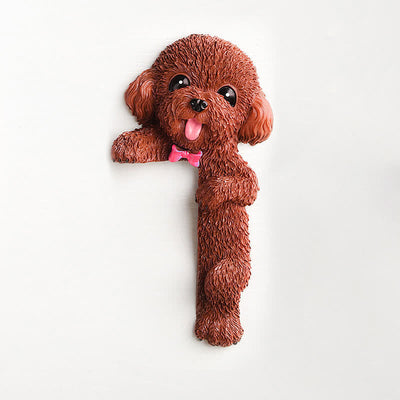 Buddha Stones Hand-Painted Resin Dog 3D Cute Decorative Switch Wall Sticker - Brown Teddy-Right Standing - image 29
