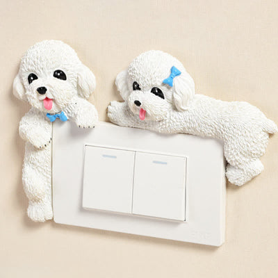Buddha Stones Hand-Painted Resin Dog 3D Cute Decorative Switch Wall Sticker - image 31