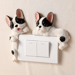 Buddha Stones Hand-Painted Resin Dog 3D Cute Decorative Switch Wall Sticker - image 0