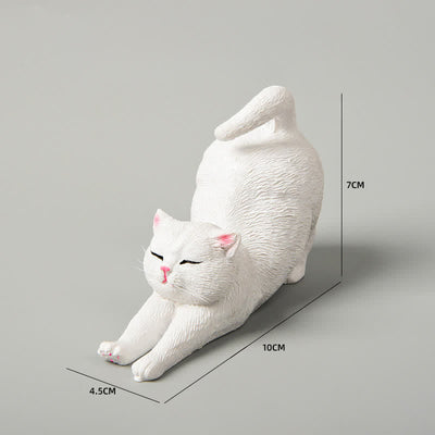 Buddha Stones Hand-Painted Resin Lazy Kitten Animal Decoration - White Cat - image 14