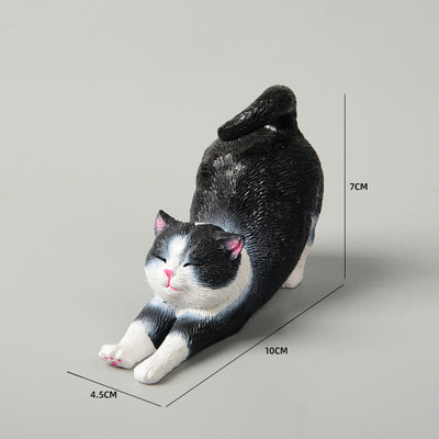 Buddha Stones Hand-Painted Resin Lazy Kitten Animal Decoration - Cow Cat - image 11