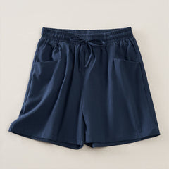 Buddha Stones Summer Casual Minimalist Drawstring Solid Women's Shorts With Pocket - MidnightBlue - US14, UK/AU18, EU46 (2XL) - image 0