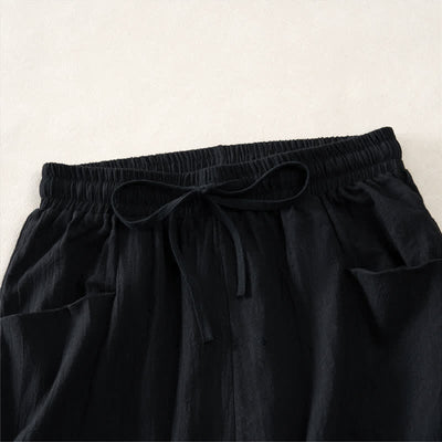 Buddha Stones Summer Casual Minimalist Drawstring Solid Women's Shorts With Pocket - image 9