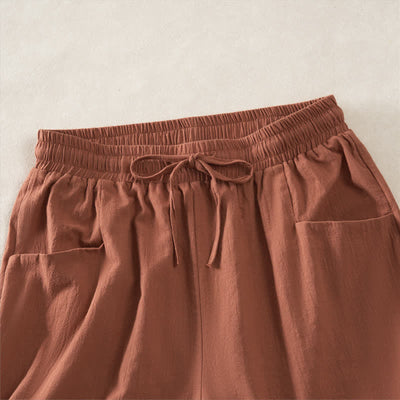 Buddha Stones Summer Casual Minimalist Drawstring Solid Women's Shorts With Pocket - image 21