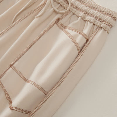 Buddha Stones Summer Casual Minimalist Drawstring Patch Pocket Solid Ankle Pants Women's Straight Leg Pants With Pocket - image 4