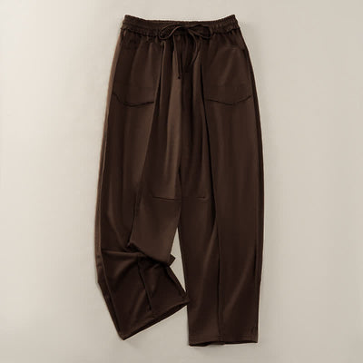 Buddha Stones Summer Casual Minimalist Drawstring Patch Pocket Solid Ankle Pants Women's Straight Leg Pants With Pocket - SaddleBrown - US8-10, UK/AU12-14, EU40-42 (2XL) - image 18