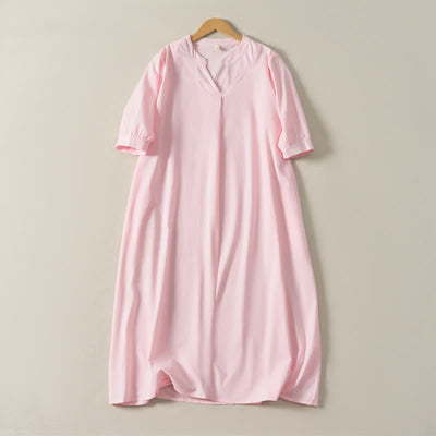 Buddha Stones Summer Minimalist Simple Solid Women's Short Sleeve Dresses With Pocket - image 18